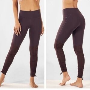 Fabletics Cashel Foldover PureLuxe Legging Plum Full Length Drawtring Ankle Sz S